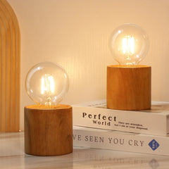 6.5" Ceramic Set of 2 Wood Grain Table Lamp