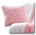 DaDa Bedding Rosey Pastel Blossom Pink Faux Fur Euro Throw Pillow Cover (171752)-0