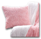 DaDa Bedding Rosey Pastel Blossom Pink Faux Fur Euro Throw Pillow Cover (171752)-0
