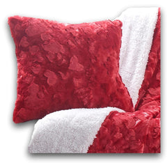 DaDa Bedding Candy Apple Red Faux Fur Pillow Cover-0