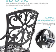 Black Bistro Set Umbrella Hole Cast Aluminum Outdoor Patio-4