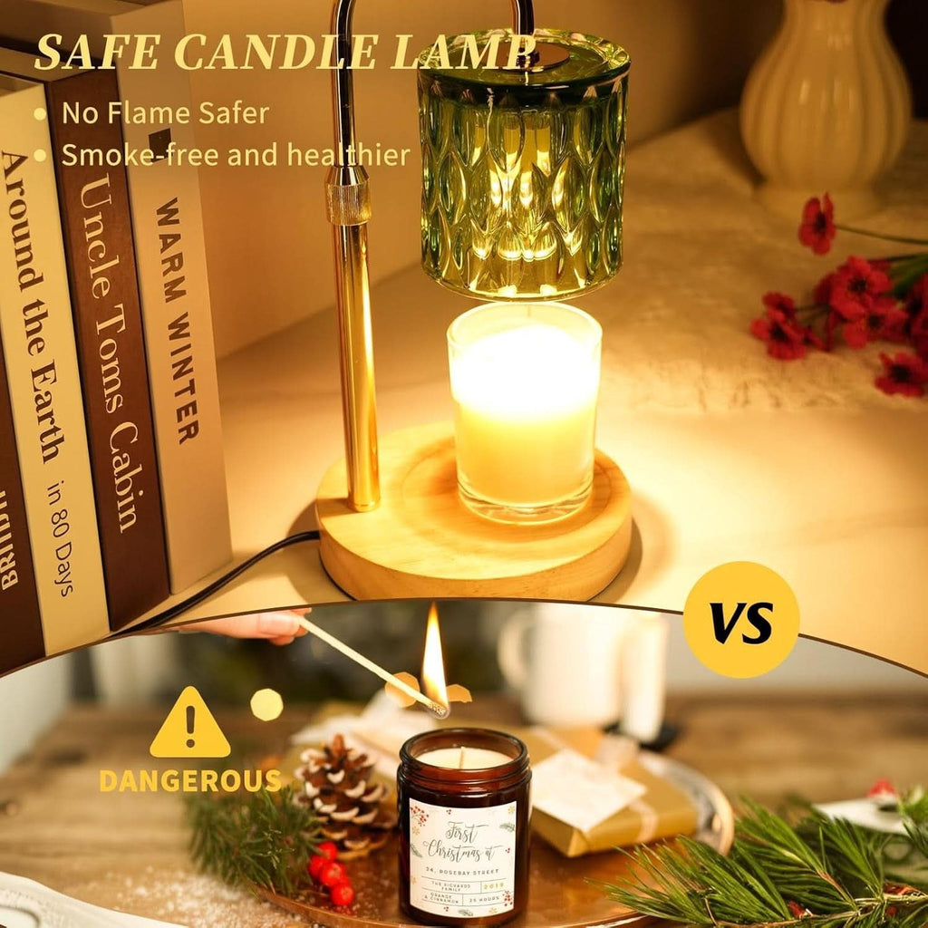 Green Candle Warmer Lamp Dual Bulbs Dimmable Feature