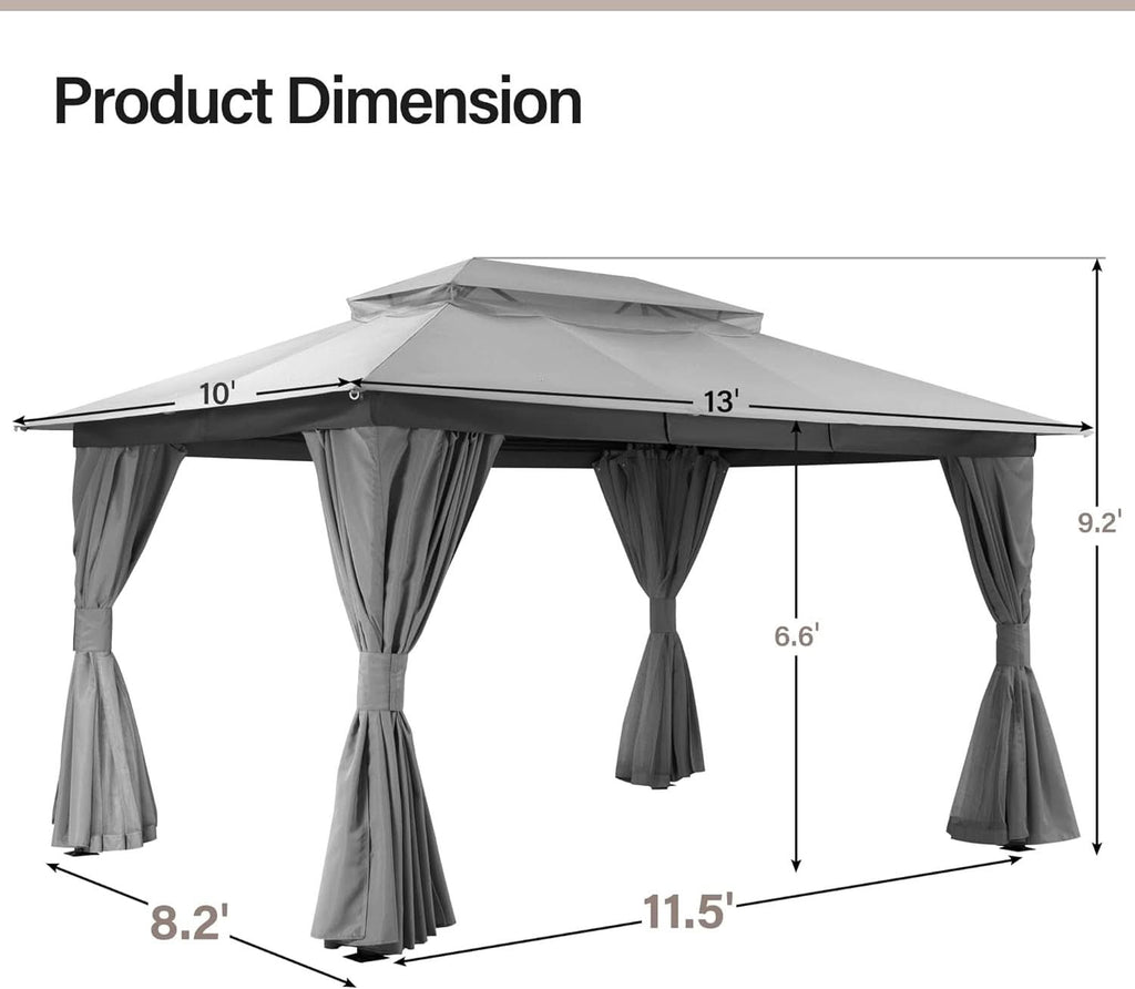 Outdoor Gazebo 10x13 With Mosquito Netting Weatherproof-2