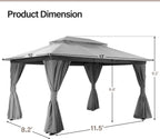 Outdoor Gazebo 10x13 With Mosquito Netting Weatherproof-2