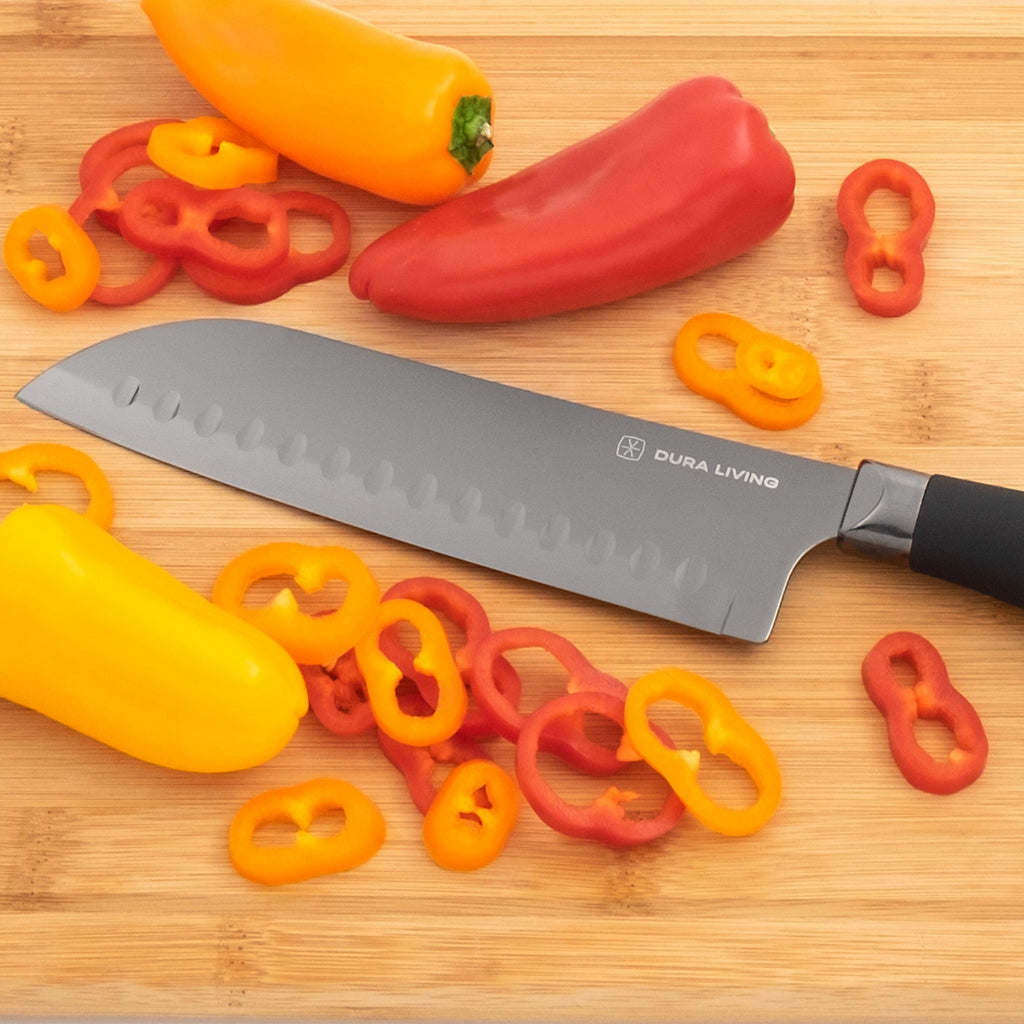 Titan 7 inch Santoku Knife - Black-3