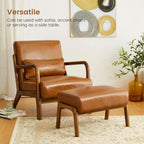 Leatherette Padded Ottoman Footrest Yellowish Brown-2