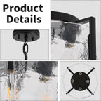 Black Glass Drum Chandelier Dining Room Four Light Modern-2