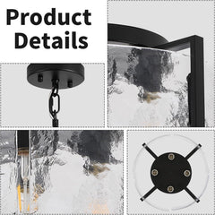 Black Glass Drum Chandelier Dining Room Four Light Modern-2
