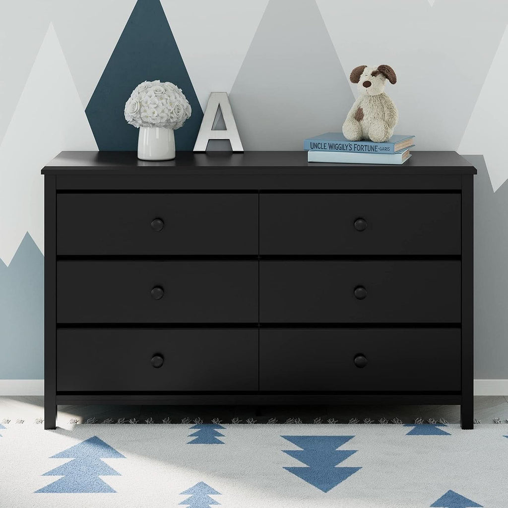 Alpine 6 Drawer Dresser Black GREENGUARD Gold Certified Nursery Furniture-1