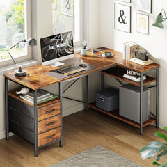 L Shaped Desk 47 Inch With Power Outlets For Home Office-1