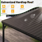 12x20 Ft Lean-To Gazebo Wall-Mounted Hardtop Brown-1