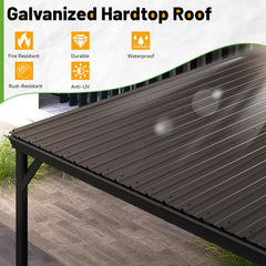 12x20 Ft Lean-To Gazebo Wall-Mounted Hardtop Brown-1