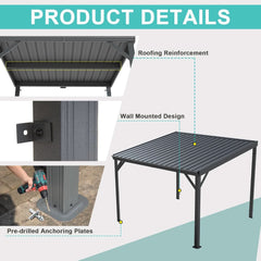 10x10 Lean To Gazebo Featuring Hardtop Galvanized Roof-3