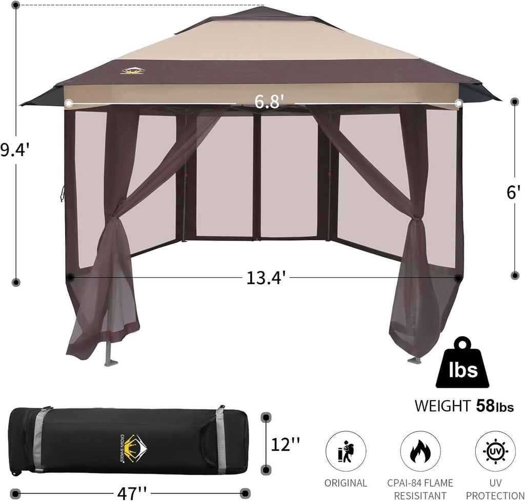16x16 Pop Up Gazebo With Mosquito Netting For Patio Parties-1