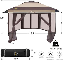 16x16 Pop Up Gazebo With Mosquito Netting For Patio Parties-1