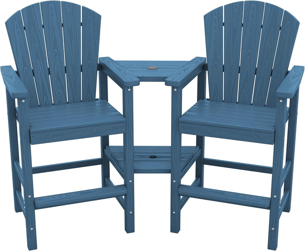Widened Tall Adirondack Chairs Set with Double Tray-0