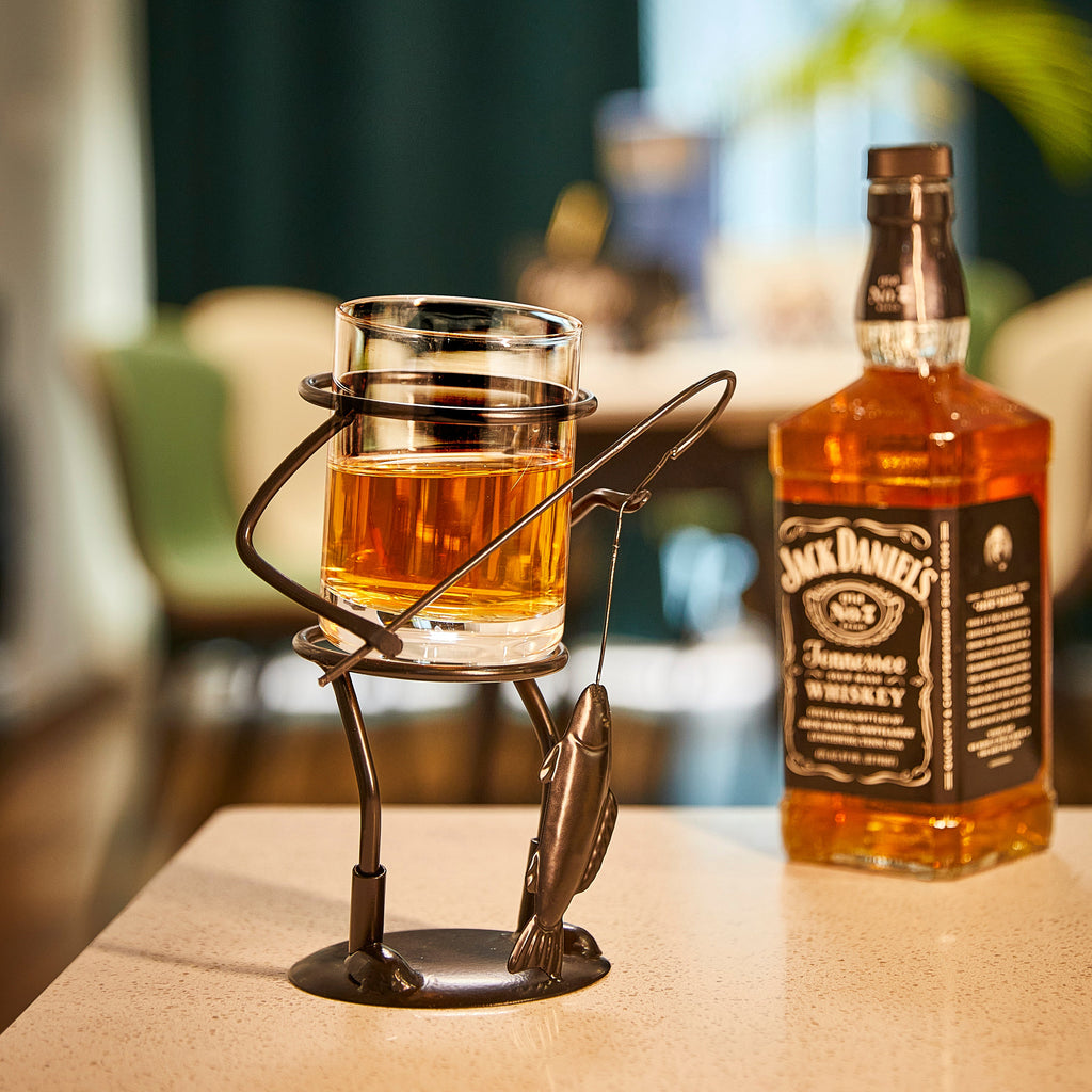 Fisherman Fishing Whiskey, Wine & Water Glass-1