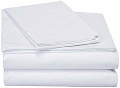 DaDa Bedding White Cotton Fitted and Flat Sheet Set