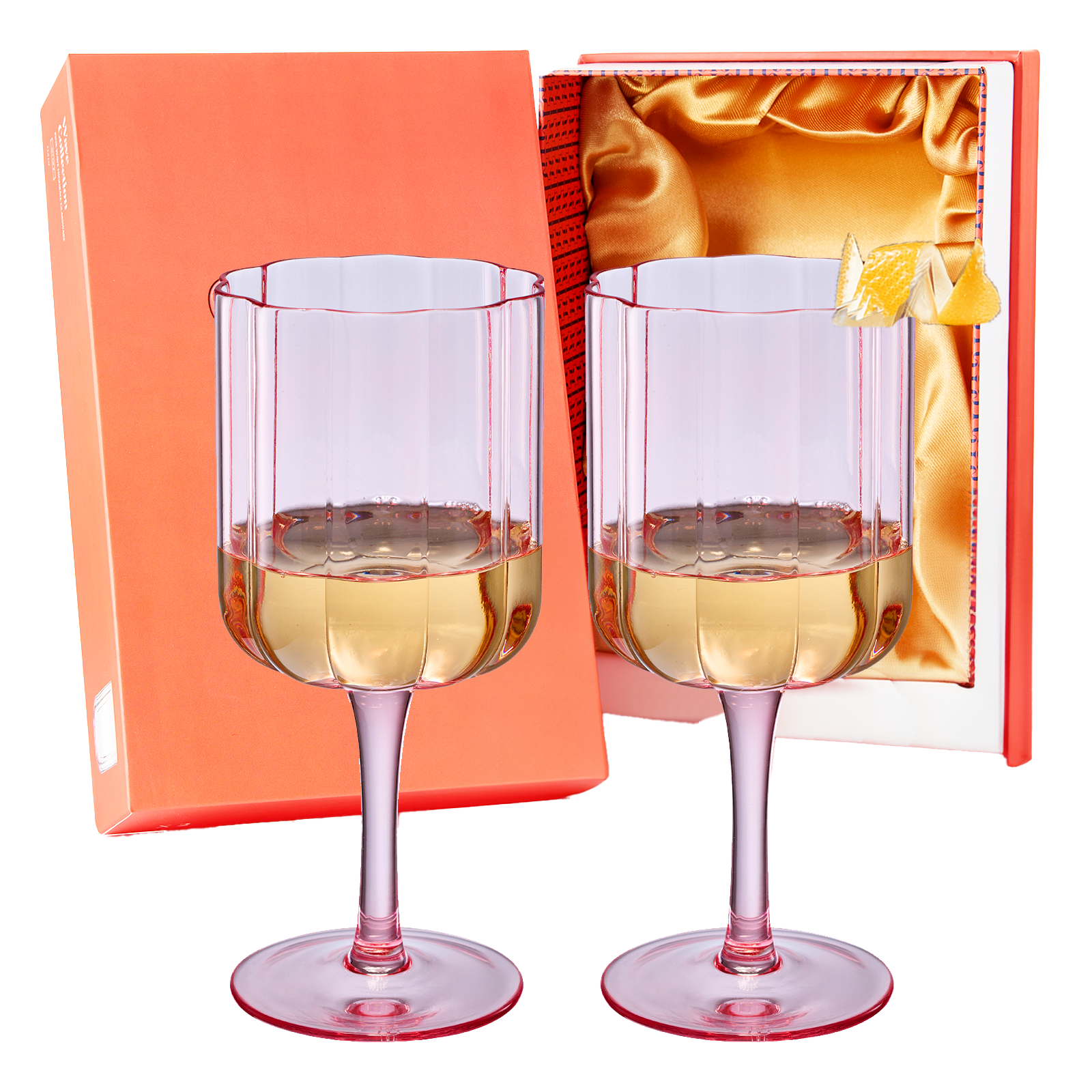 Flower Vintage Wine Glassware - Set of 2-13 oz (Pink)-0