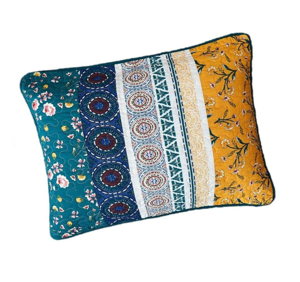 DaDa Bedding Patchwork Bed of Wild Flowers Floral King Size Pillow Sham Cover, 20" x 36" (JHW886)-0