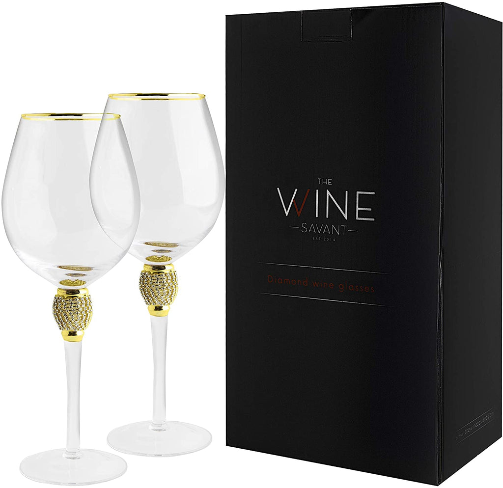 Large Diamond Wine Glasses - 15 Ounce (2, Clear)-3