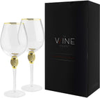 Large Diamond Wine Glasses - 15 Ounce (2, Clear)-3