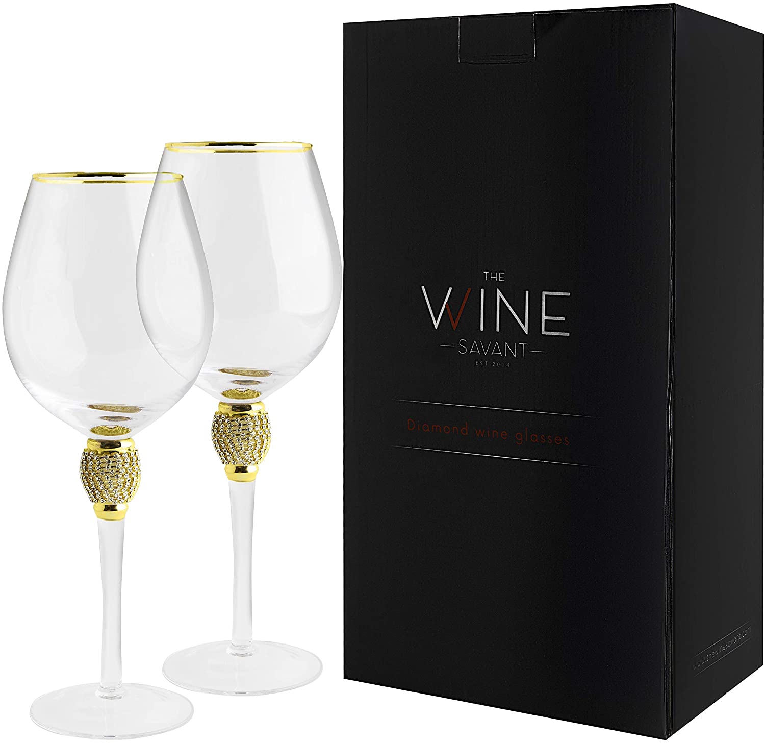 Large Diamond Wine Glasses - 15 Ounce (2, Clear)-3