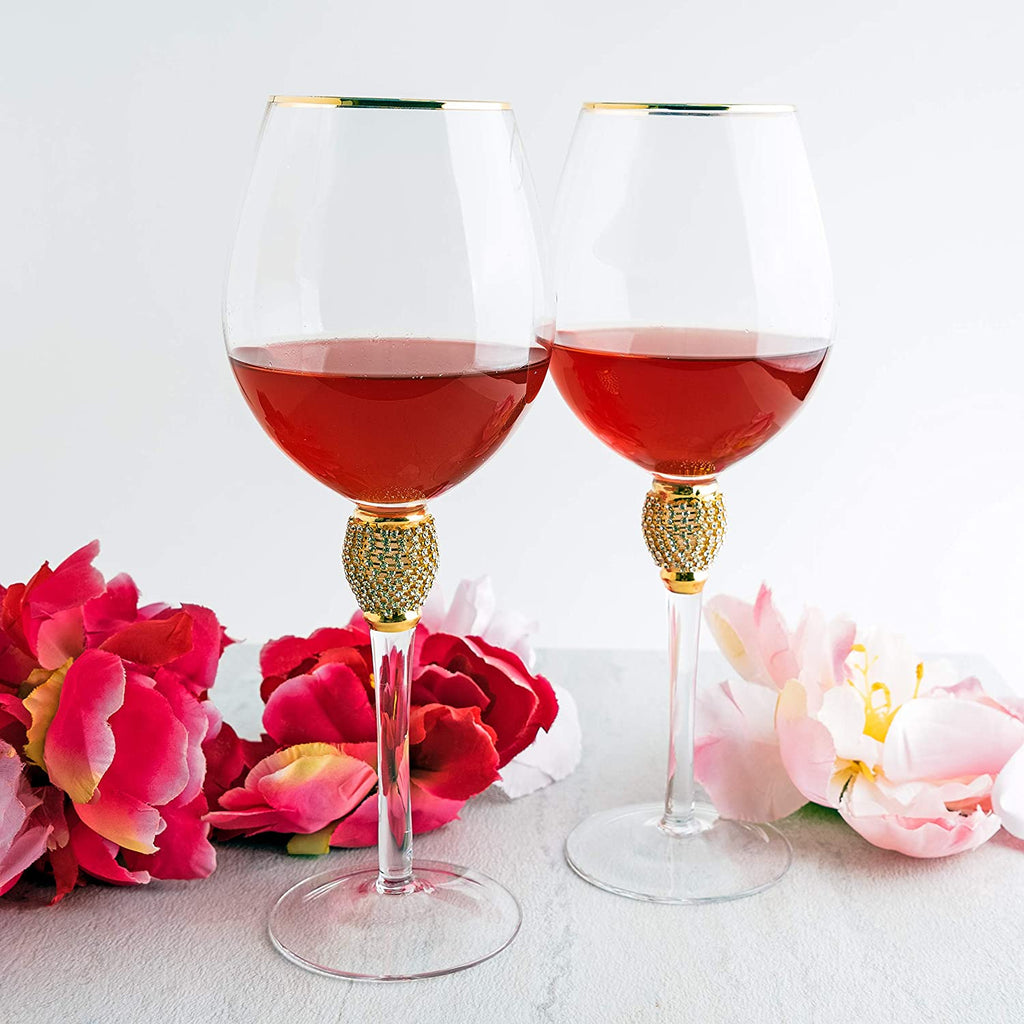 Large Diamond Wine Glasses - 15 Ounce (2, Clear)-2