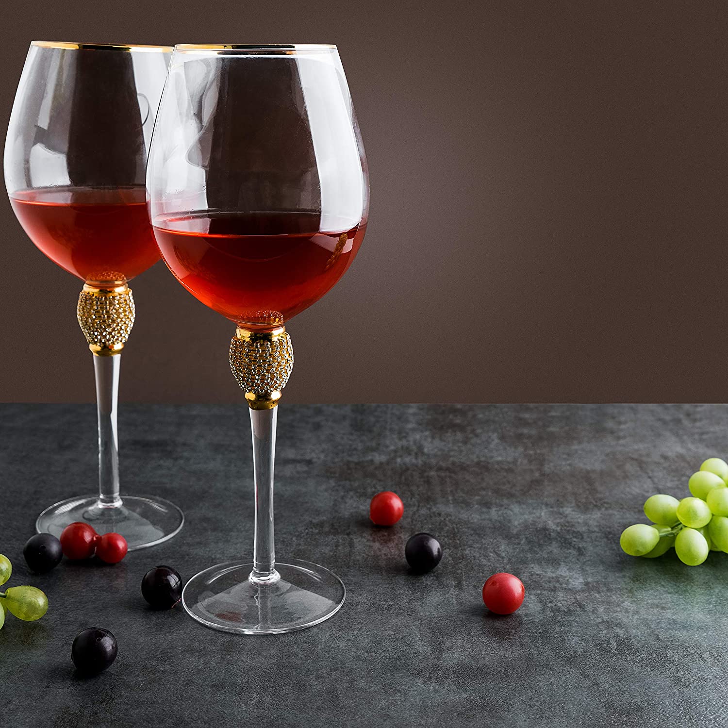 Large Diamond Wine Glasses - 15 Ounce (2, Clear)-1