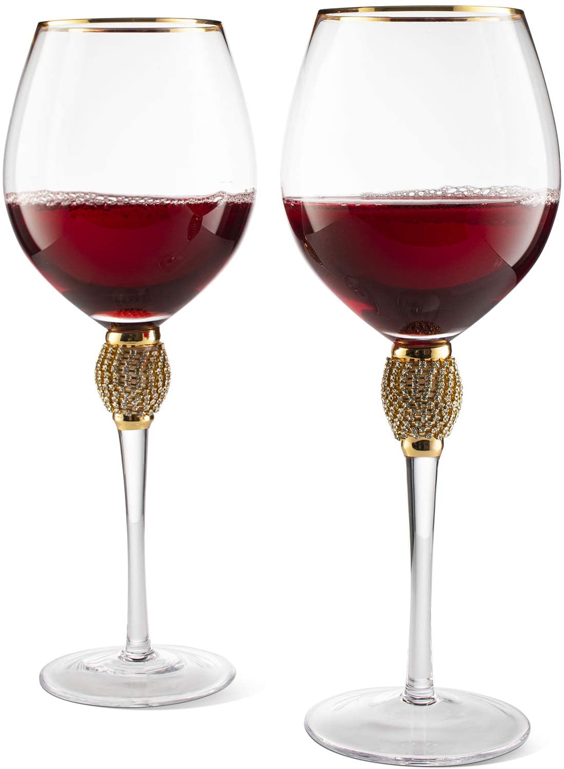 Large Diamond Wine Glasses - 15 Ounce (2, Clear)-4