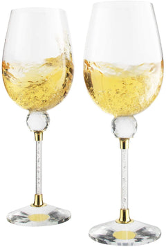 Rhinestone DIAMOND Studded Wine Glasses 16 Ounces Set