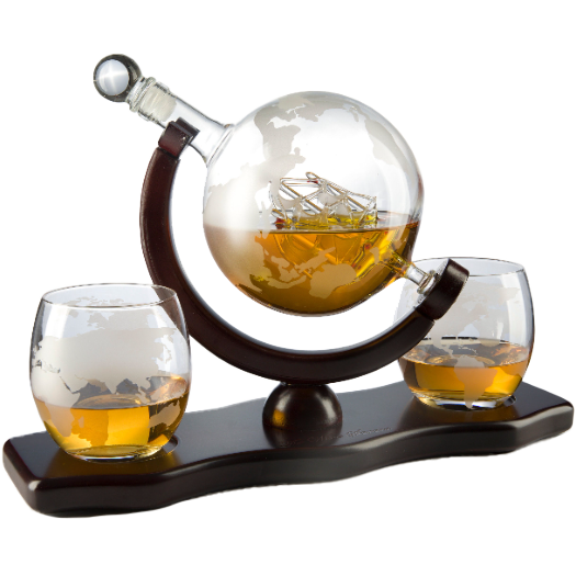 Whiskey & Wine Decanter Globe World Set - 850ml-0
