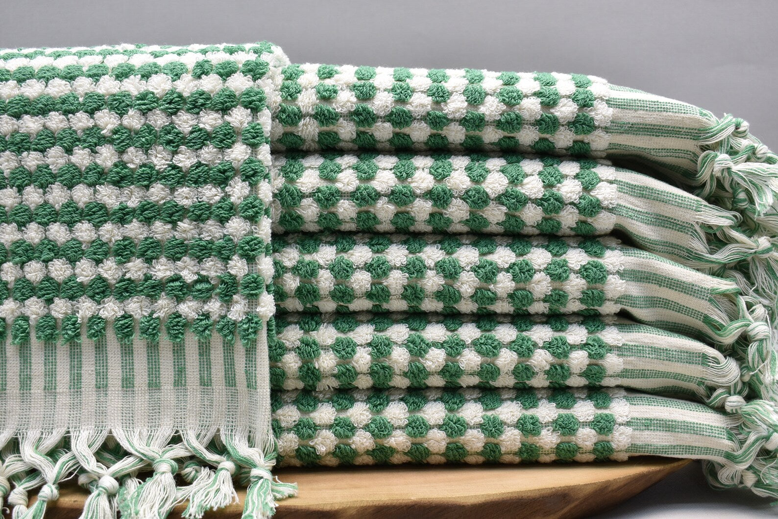 BUBBLE GREEN TERRY HAND TOWEL-0