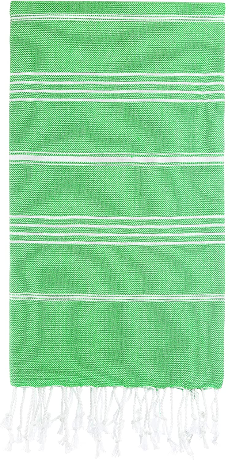 Green Monaco Turkish Towel – Lightweight Quick Dry Beach & Bath Towel, Luxury Turkish Cotton Spa Towel, Travel & Pool Towel-3