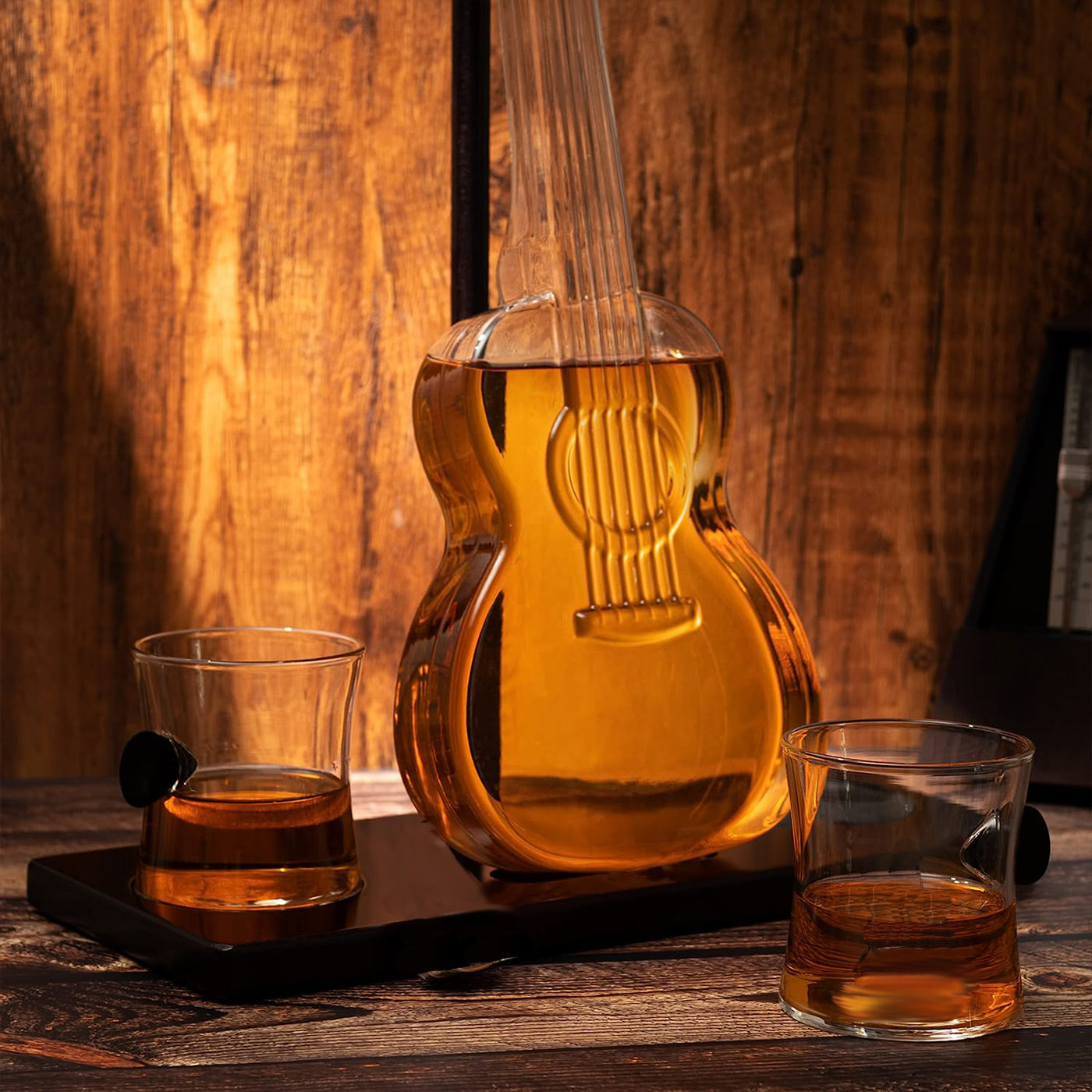 Guitar Whiskey & Wine Decanter & Mahogany Base - 1000 ML-2