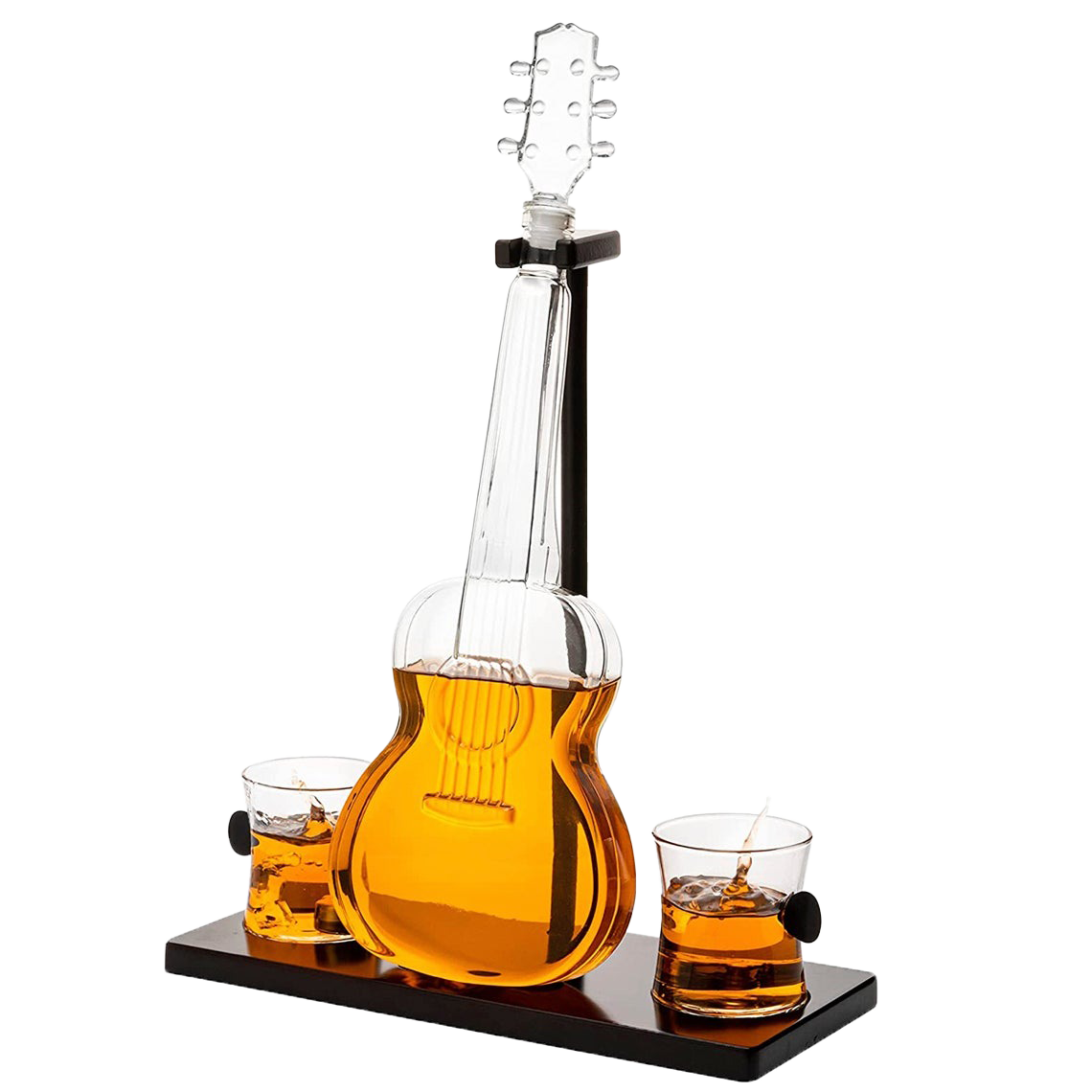 Guitar Whiskey & Wine Decanter & Mahogany Base - 1000 ML-0