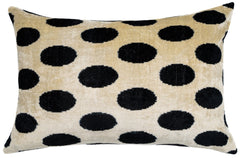 Handmade Throw Pillow Cover & Feather Insert | Black White Polka Dot| Soft Throw Pillow| Luxury Decorative for Couch | 16 x 24 in