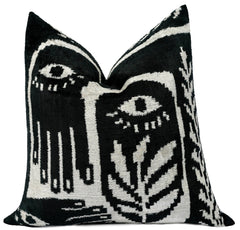 20" Abstract Eye Velvet Accent Pillow with Premium Down Insert