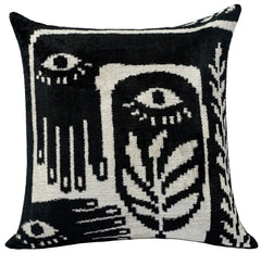 20" Abstract Eye Velvet Accent Pillow with Premium Down Insert