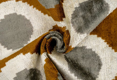 Handmade Velvet Throw Pillow with Mustard and Grey Geometric Design - High-Quality 20x20 Inch Decorative Accent with Premium Down Feather Insert