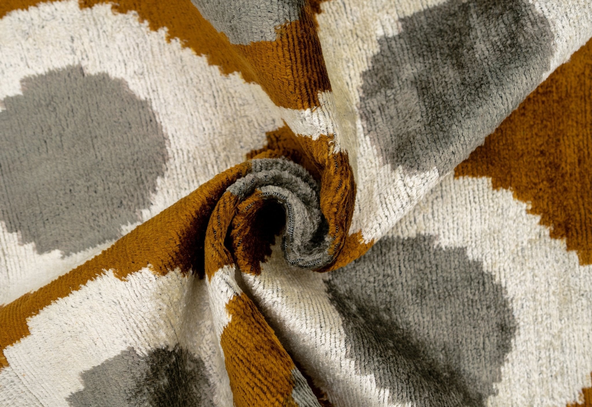 Handmade Velvet Throw Pillow with Mustard and Grey Geometric Design - High-Quality 20x20 Inch Decorative Accent with Premium Down Feather Insert