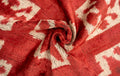 Handmade Velvet Throw Pillow with Red and Cream Geometric Star Design - High-Quality 20x20 Inch Decorative Accent with Premium Down Feather Insert