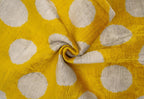 Handmade Yellow Polka Dot Throw Pillow - 16x24 inch, Vegetable Dyed with Premium Down Feather Insert