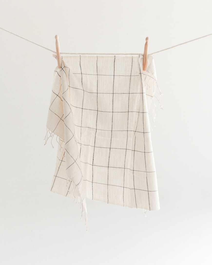 Windowpane Plaid Hand Towel-0