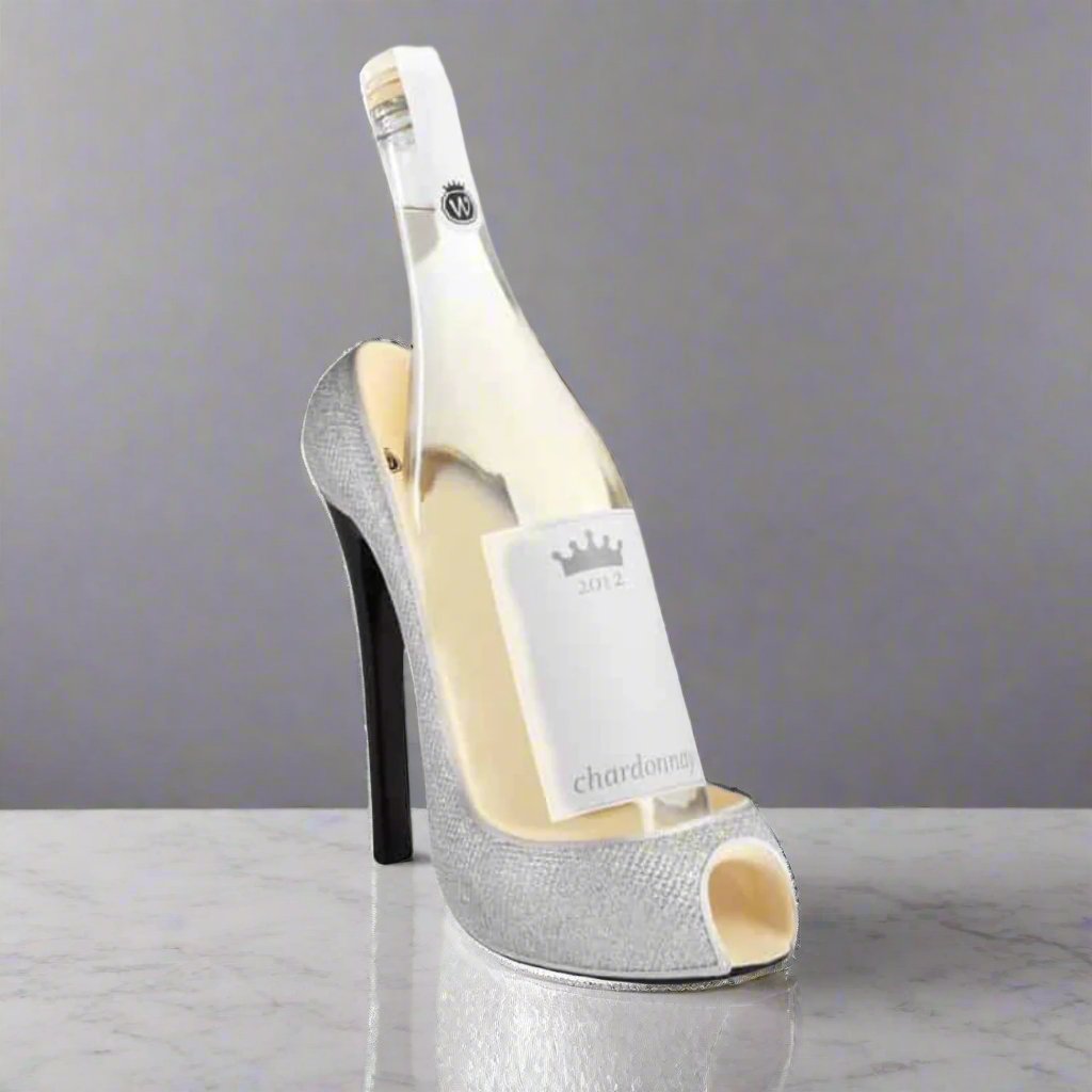 High Heel Silver Glitter Wine Bottle Holder-1