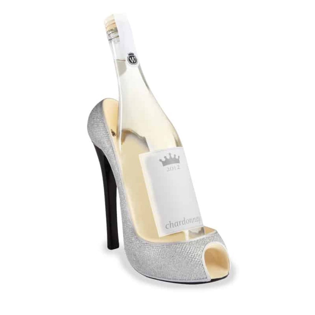 High Heel Silver Glitter Wine Bottle Holder-0