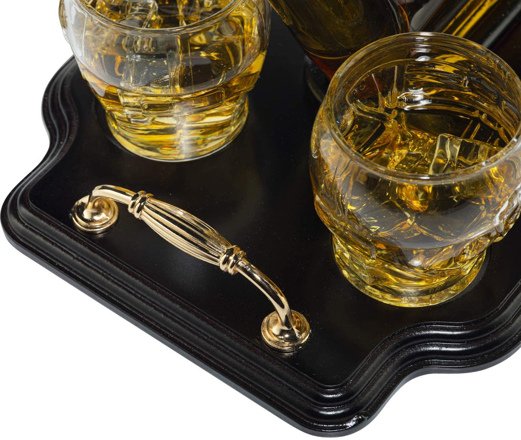 Ice Hockey Whiskey Decanter Set With 4 Helmet Whiskey Glasses-3