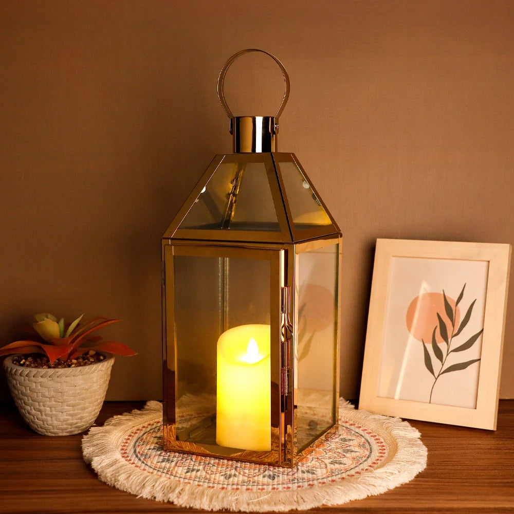 16" H Stainless Steel Candle Lanterns (Gold)-2