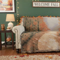 Autumn Authentic Tapestry Throw Blanket - Decorative Orange Fall Leaves Forest Woven Stitched Design - 50" x 60"-0