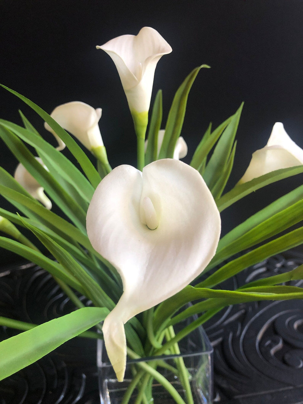 Silk Flower Arrangement White Calla Lilies-4